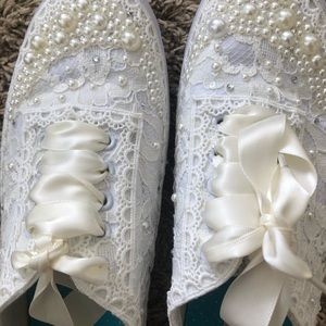 Hand decorated jeweled wedding sneakers